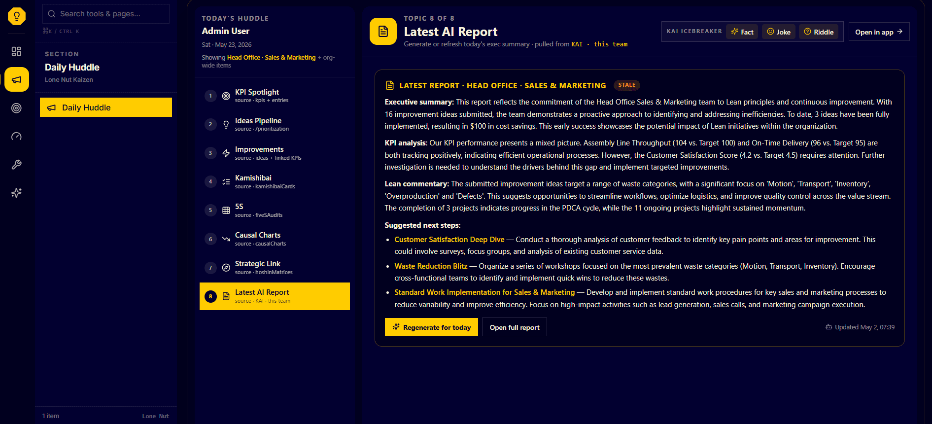 Daily Huddle — Latest AI Report stage