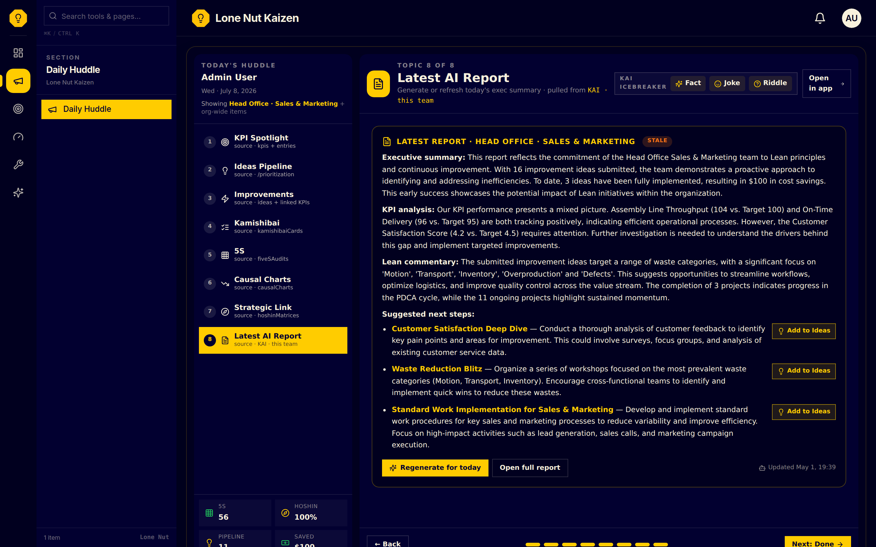 Daily Huddle — Latest AI Report stage